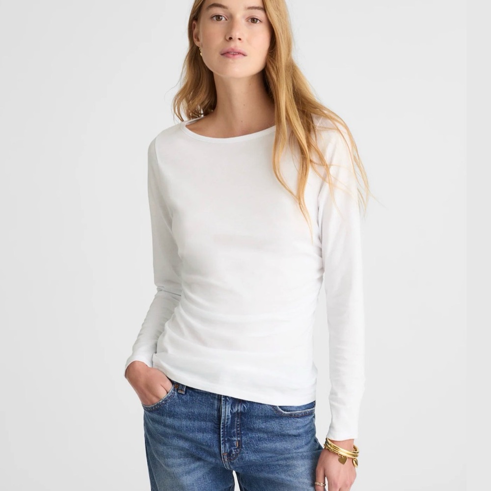 Madewell Ruched Crewneck Long-Sleeve Tee